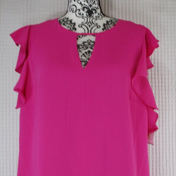 TRINA TURK Brilliant Fuchsia Ruffle Dress NWY Size 12 - Picture 3 of 9